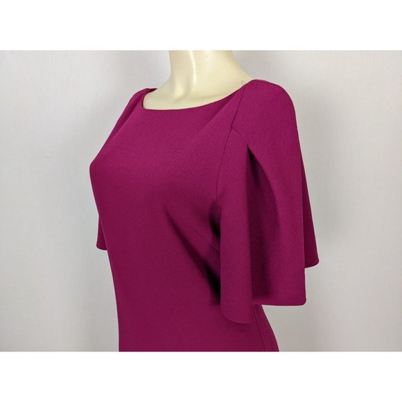 Trina Turk Butterfly sleeves square back burgundy shift mini dress sz 4 - Picture 5 of 12